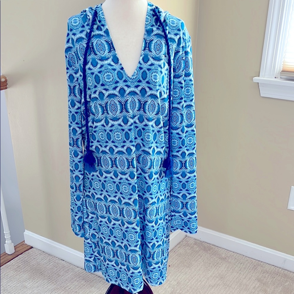 Cabana Life Blue Patterned V-Neck Swim Coverup